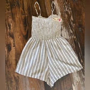 “Garage” romper white and gray vertical stripped size XS - new with tags